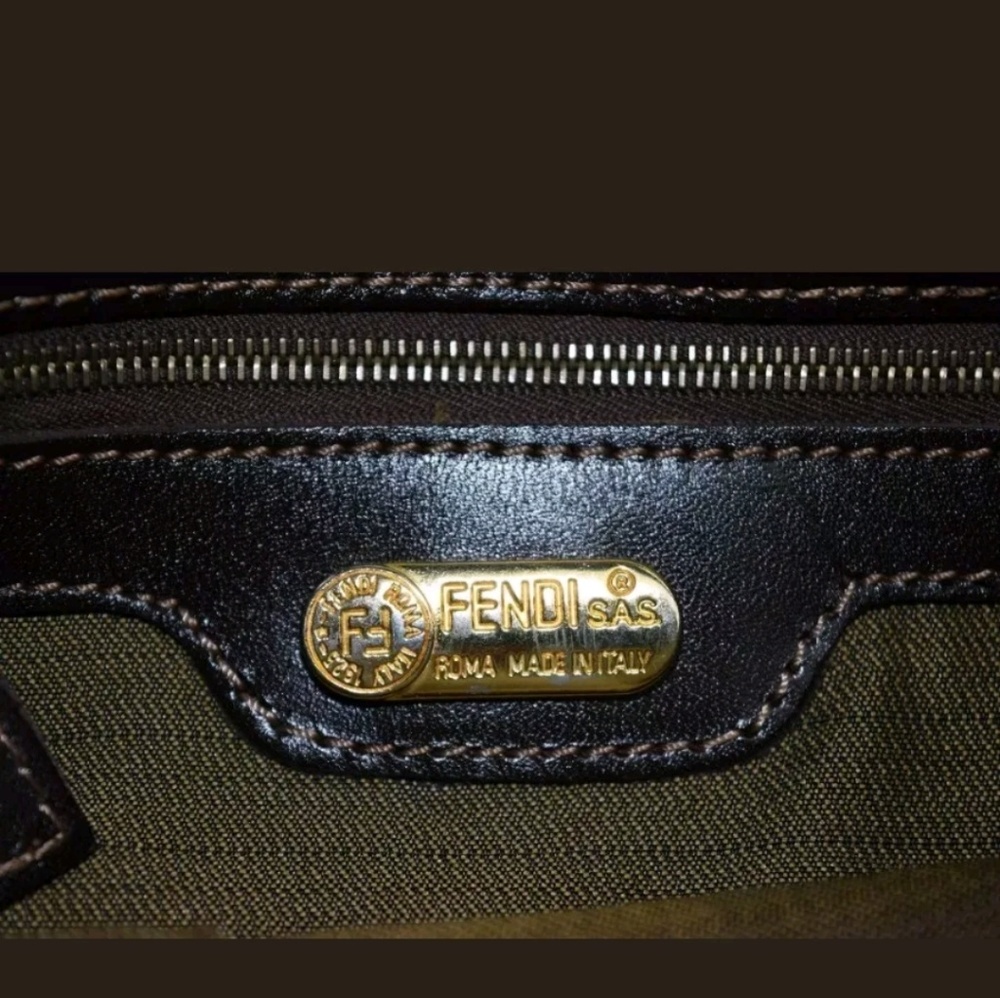 Authentic Fendi Shoulder HandBag Logo Cavas Purse - Picture 4 of 8